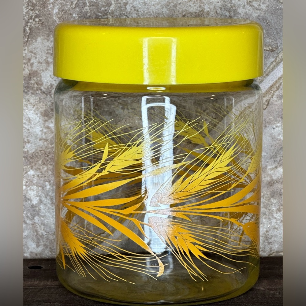 Vintage MCM Wheat Canister By Libbey.
